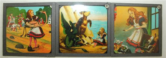 A set of twenty four Alice in Wonderland magic lantern slides,